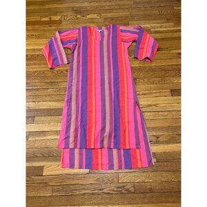 J. Peterman Womens Caftan Maxi Dress Sz XS Colorful Aztec Southwestern Boho